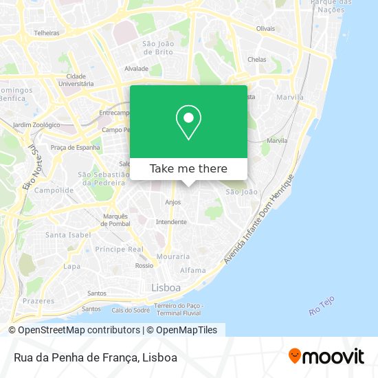 Rua da Penha de França mapa