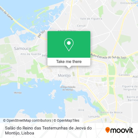 Salão do Reino das Testemunhas de Jeová do Montijo mapa