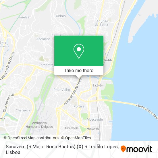 Sacavém (R Major Rosa Bastos) (X) R Teófilo Lopes map