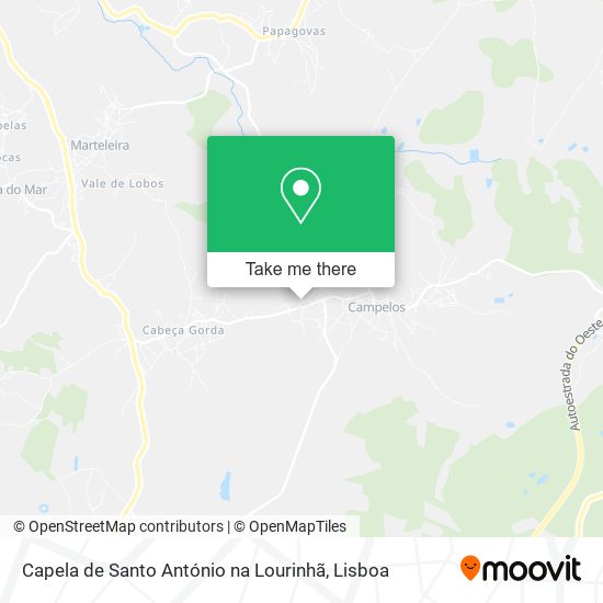 Capela de Santo António na Lourinhã mapa