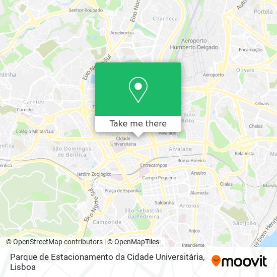 Parque de Estacionamento da Cidade Universitária mapa