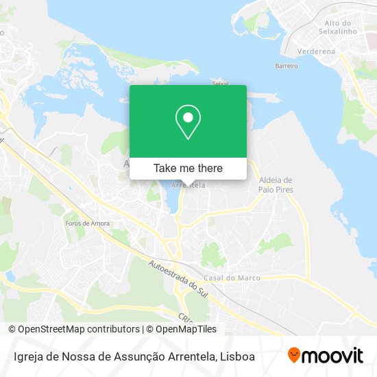 Igreja de Nossa de Assunção Arrentela mapa