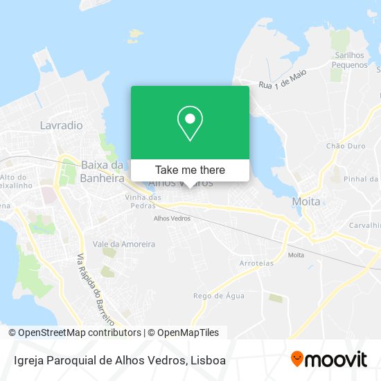 Igreja Paroquial de Alhos Vedros mapa