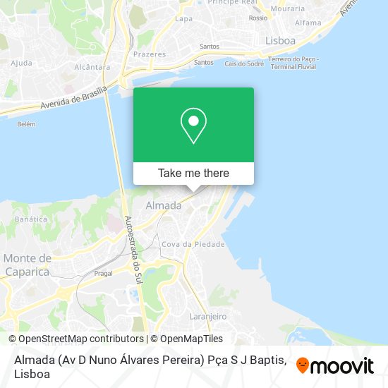 Almada (Av D Nuno Álvares Pereira) Pça S J Baptis map