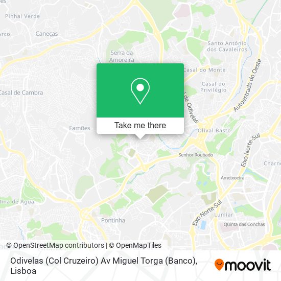 Odivelas (Col Cruzeiro) Av Miguel Torga (Banco) map