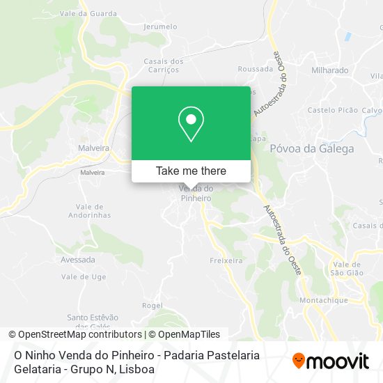 O Ninho Venda do Pinheiro - Padaria Pastelaria Gelataria - Grupo N mapa