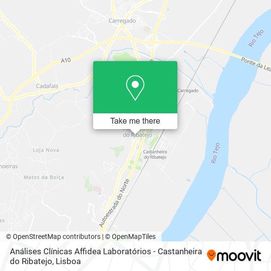 Análises Clínicas Affidea Laboratórios - Castanheira do Ribatejo map