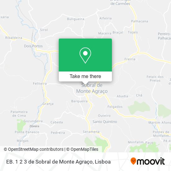 EB. 1 2 3 de Sobral de Monte Agraço mapa