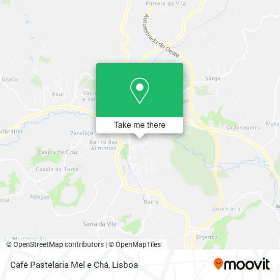 Café Pastelaria Mel e Chá mapa