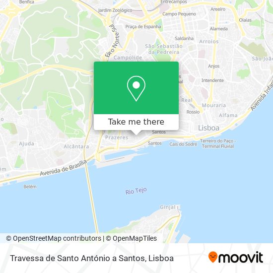 Travessa de Santo António a Santos mapa