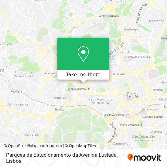 Parques de Estacionamento da Avenida Lusíada mapa