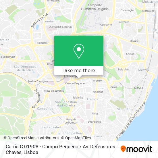 Carris C 01908 - Campo Pequeno / Av. Defensores Chaves mapa