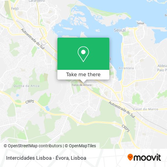 Intercidades Lisboa - Évora mapa