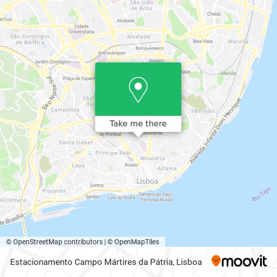 Estacionamento Campo Mártires da Pátria mapa