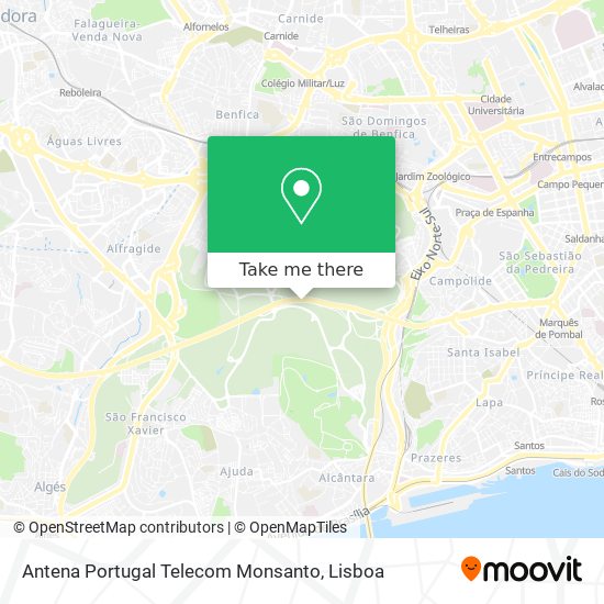 Antena Portugal Telecom Monsanto mapa