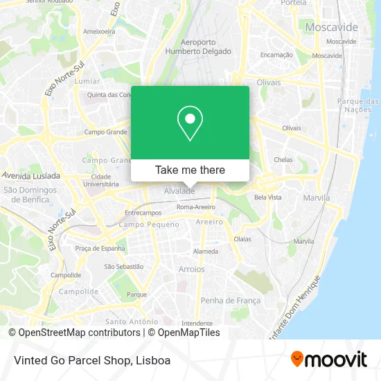 Vinted Go Parcel Shop map
