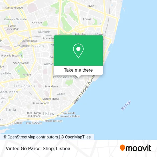 Vinted Go Parcel Shop map