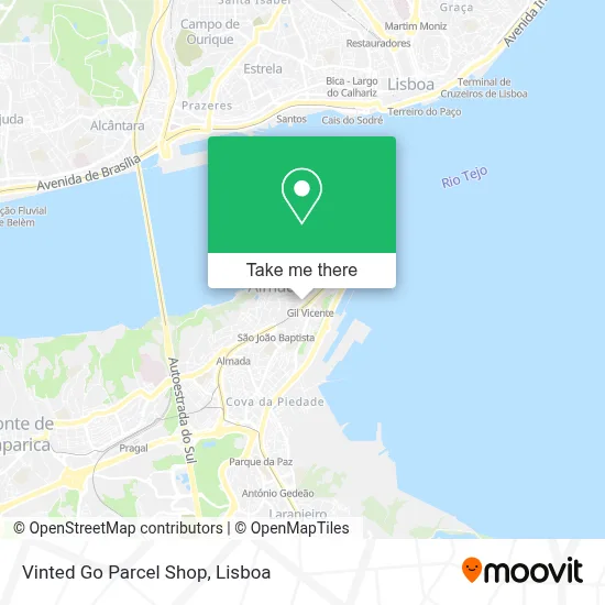 Vinted Go Parcel Shop map