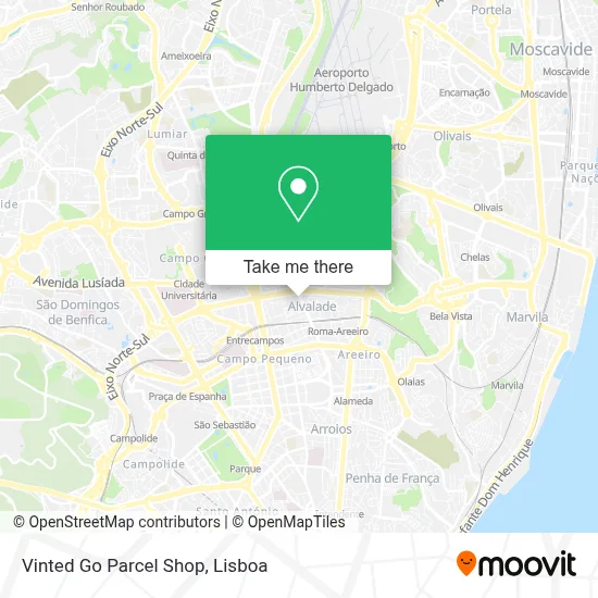 Vinted Go Parcel Shop map