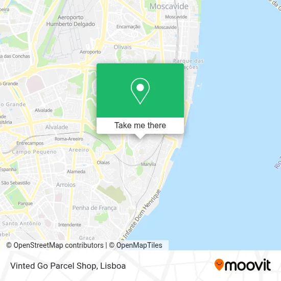 Vinted Go Parcel Shop map