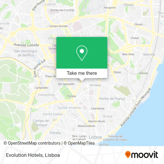 Evolution Hotels map