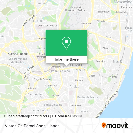 Vinted Go Parcel Shop map