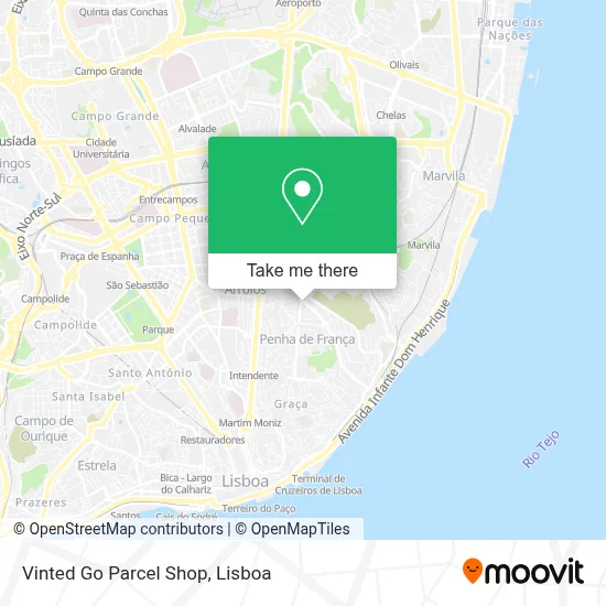 Vinted Go Parcel Shop map
