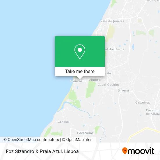 Foz Sizandro & Praia Azul map