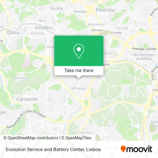 Evolution Service and Battery Center map