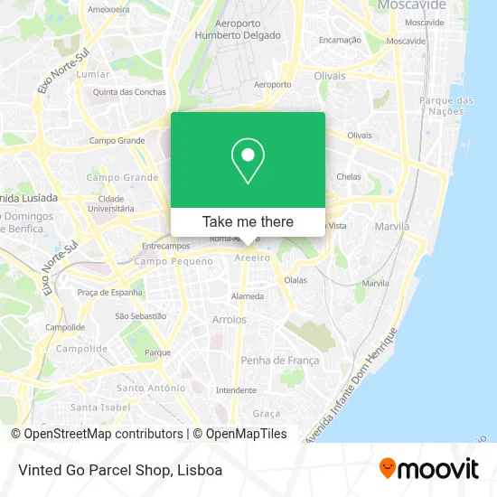 Vinted Go Parcel Shop map
