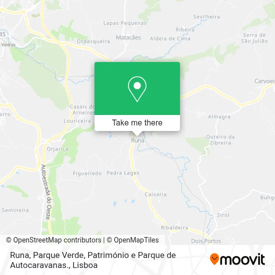 Runa,  Parque Verde, Património e Parque de Autocaravanas. map