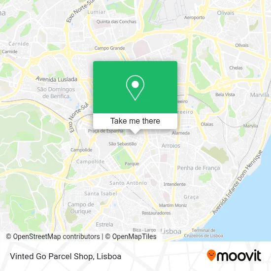 Vinted Go Parcel Shop map