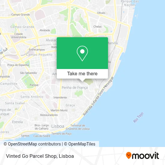 Vinted Go Parcel Shop map