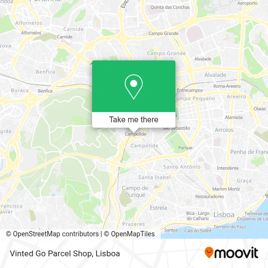Vinted Go Parcel Shop map
