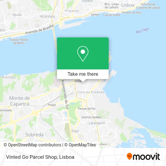 Vinted Go Parcel Shop map