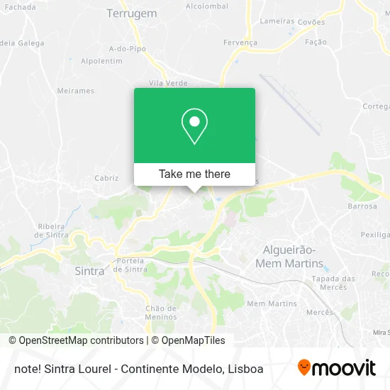 note! Sintra Lourel - Continente Modelo map