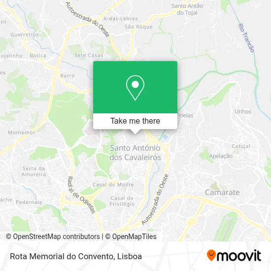 Rota Memorial do Convento mapa