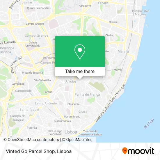 Vinted Go Parcel Shop map