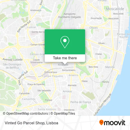 Vinted Go Parcel Shop map