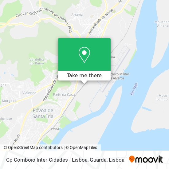 Cp Comboio Inter-Cidades - Lisboa, Guarda map