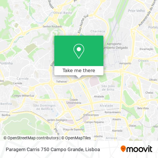 Paragem Carris 750 Campo Grande map