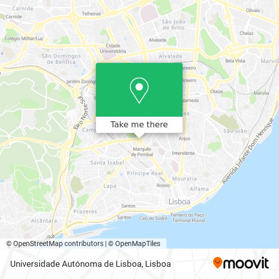 Universidade Autónoma de Lisboa map