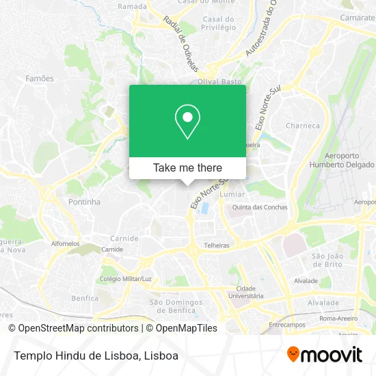 Templo Hindu de Lisboa mapa