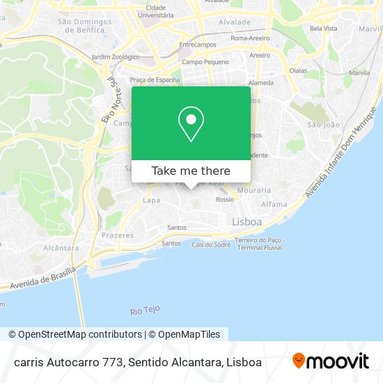 carris Autocarro 773, Sentido Alcantara mapa
