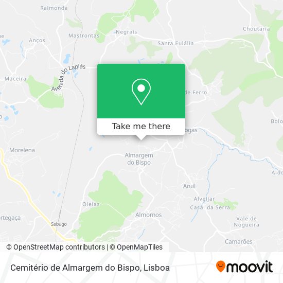 Cemitério de Almargem do Bispo mapa