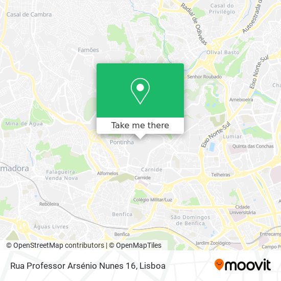 Rua Professor Arsénio Nunes 16 mapa