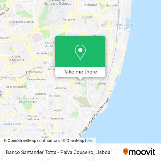 Banco Santander Totta - Paiva Couceiro map