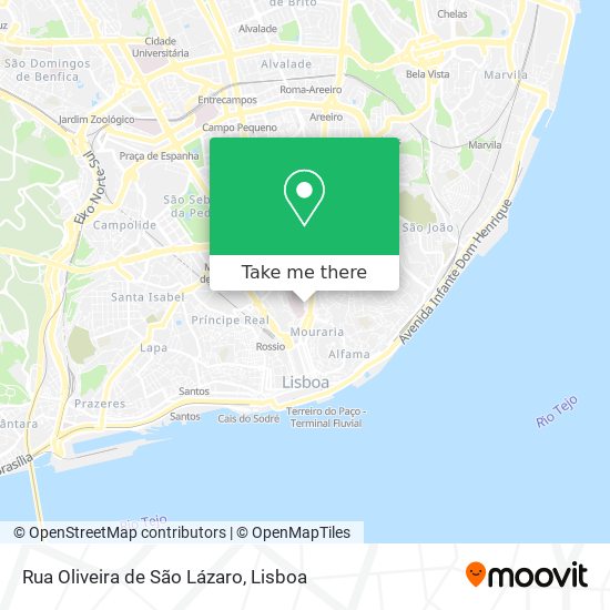 Rua Oliveira de São Lázaro mapa