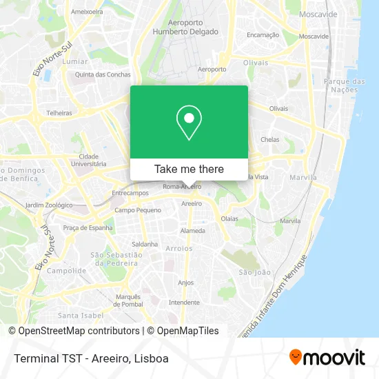 Terminal TST - Areeiro map
