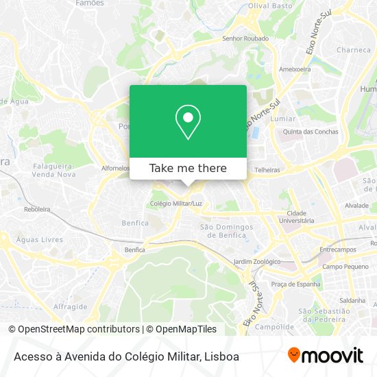 Acesso à Avenida do Colégio Militar mapa